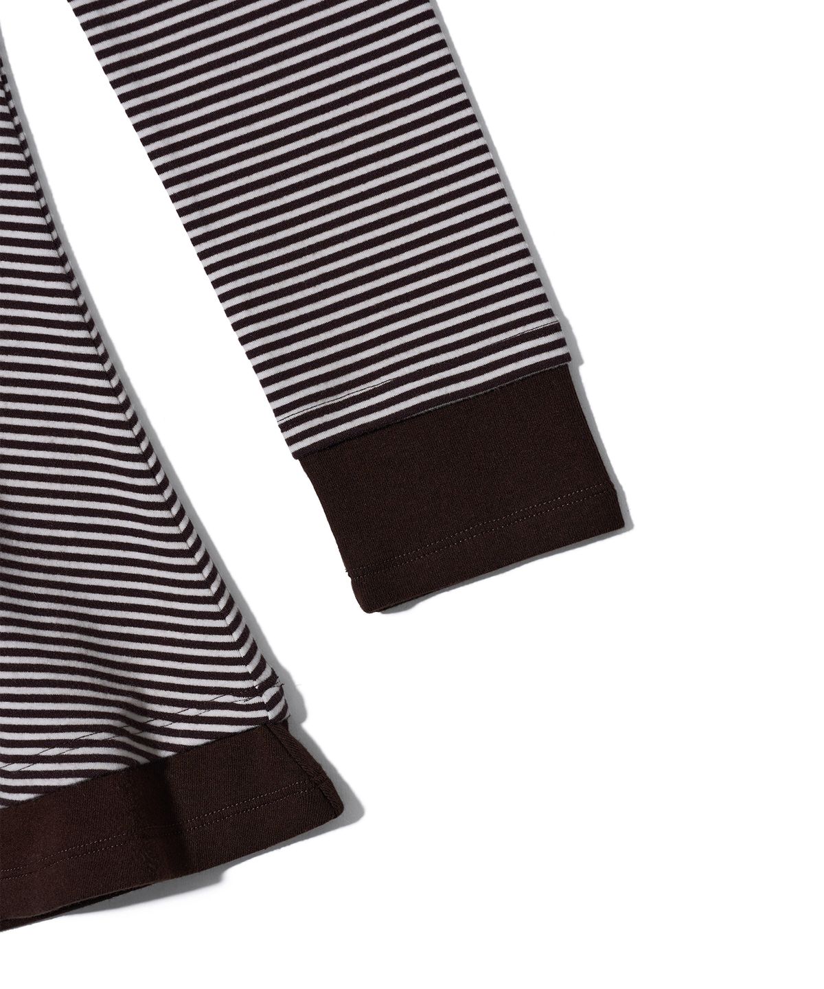 유희(YOUHEE) STRIPE OFF-SHOULDER DRESS BROWN