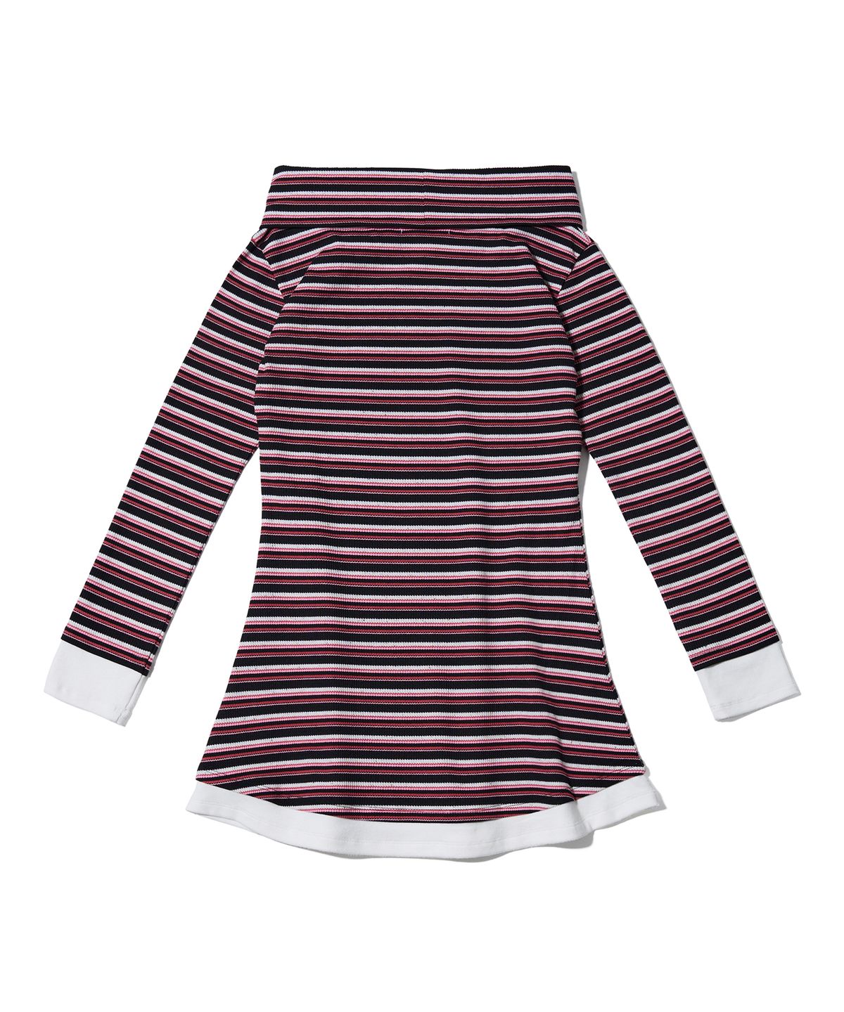 유희(YOUHEE) STRIPE OFF-SHOULDER DRESS PINK