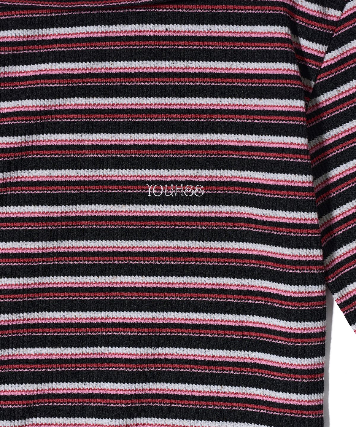 유희(YOUHEE) STRIPE OFF-SHOULDER DRESS PINK