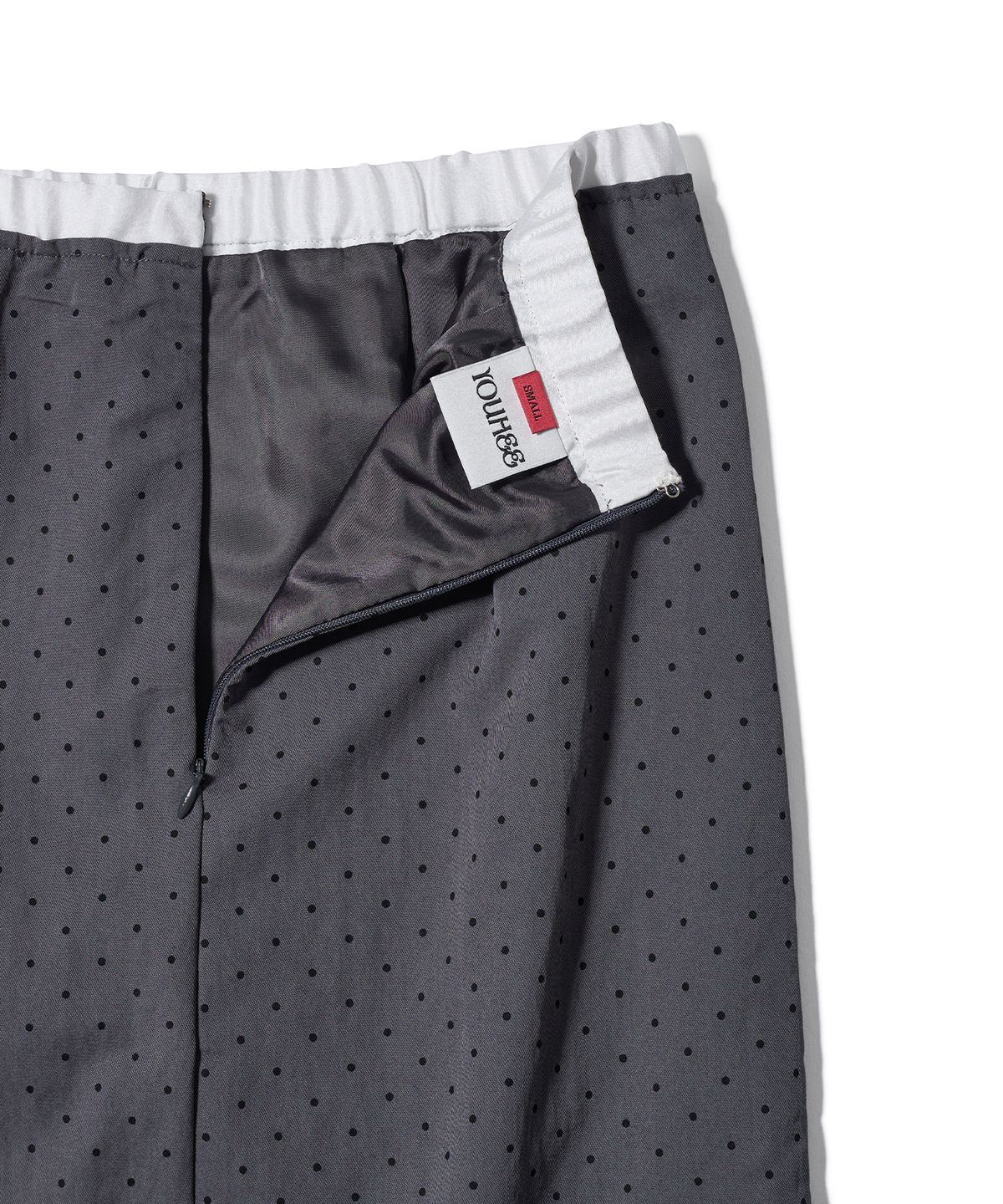 유희(YOUHEE) POLKA DOT LAYERED MIDI SKIRT CHARCOAL
