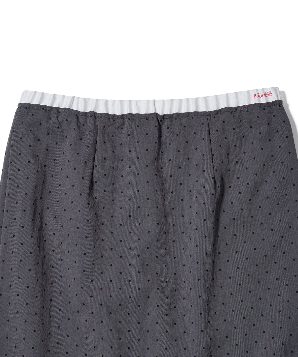 유희(YOUHEE) POLKA DOT LAYERED MIDI SKIRT CHARCOAL