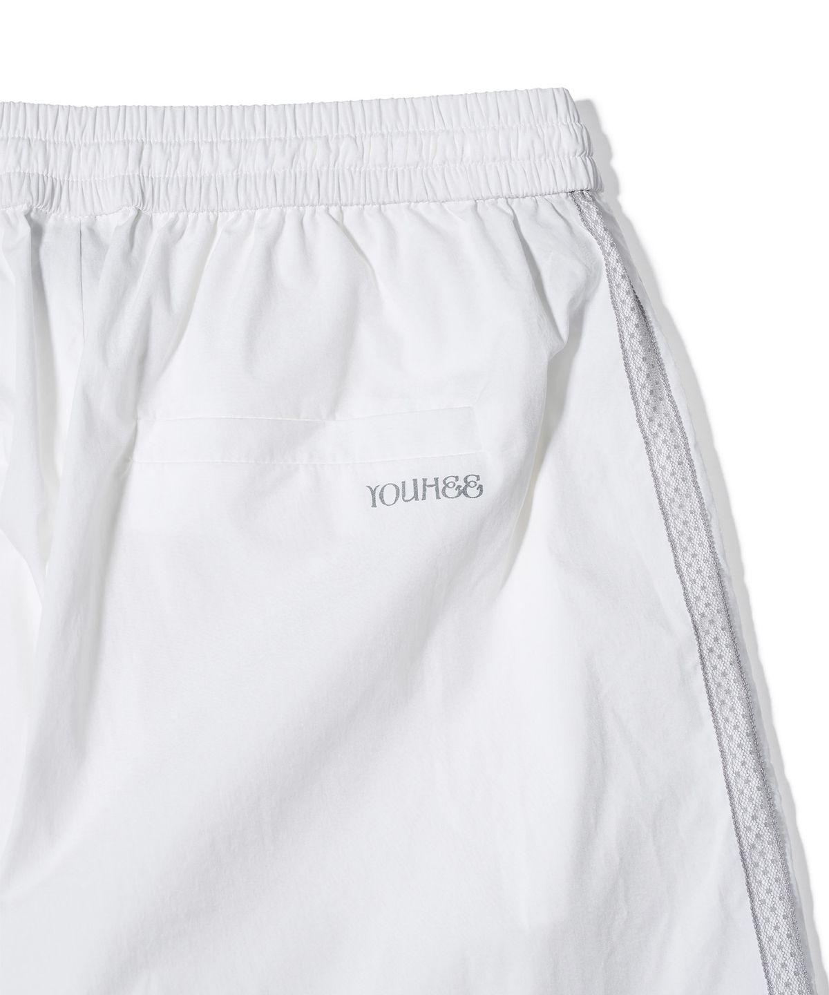 유희(YOUHEE) RUFFLE DETAILED BANDING PANTS WHITE