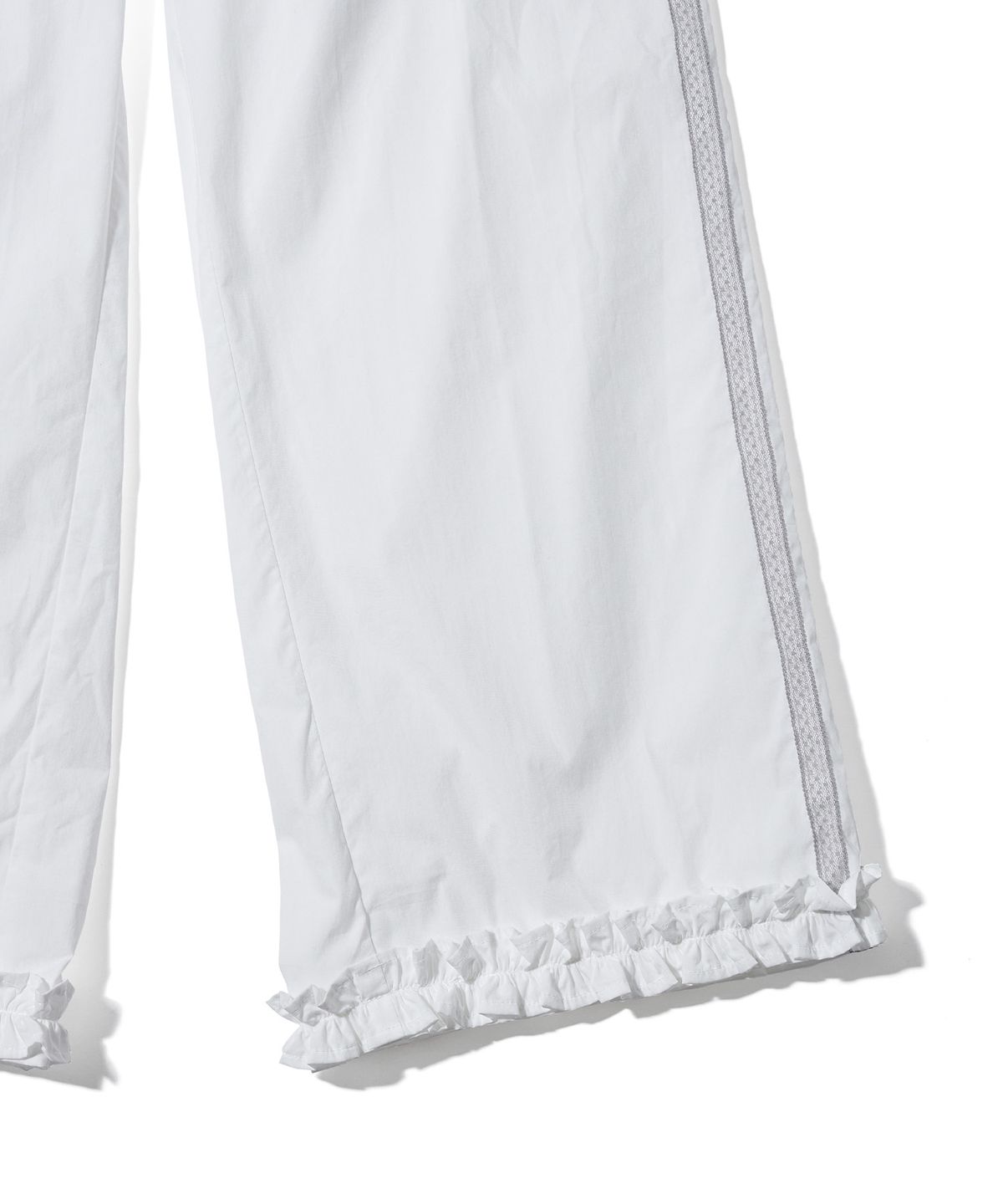 유희(YOUHEE) RUFFLE DETAILED BANDING PANTS WHITE