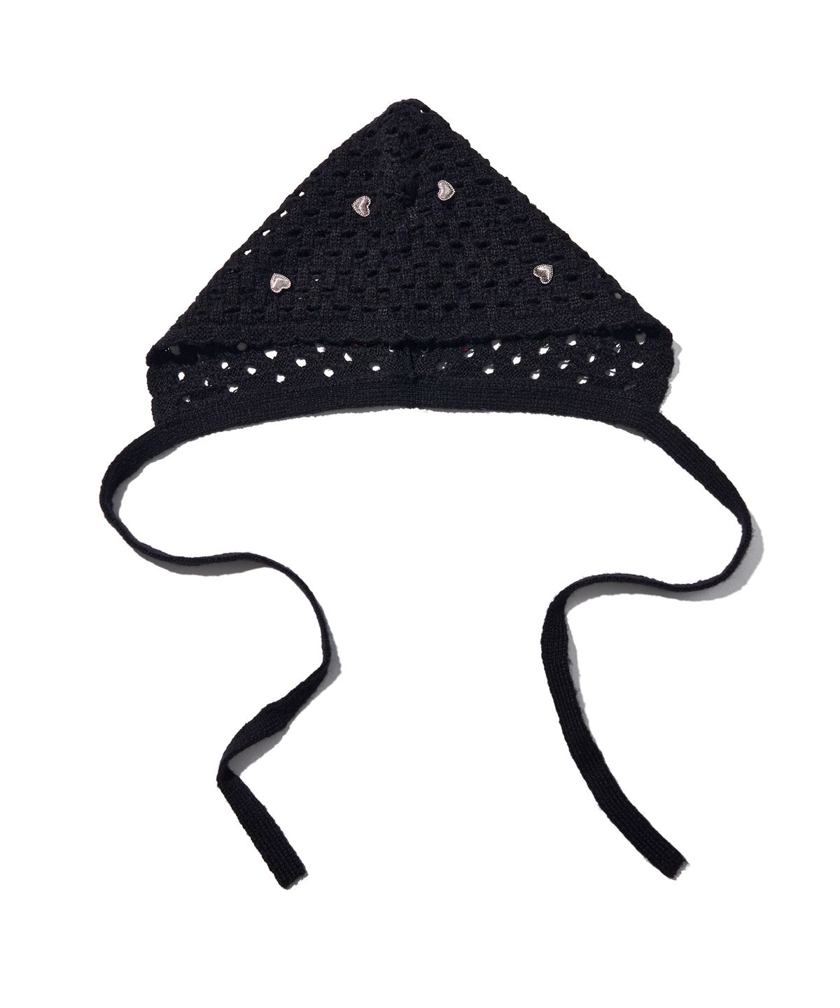 유희(YOUHEE) HEART CROCHET BONNET HAT BLACK