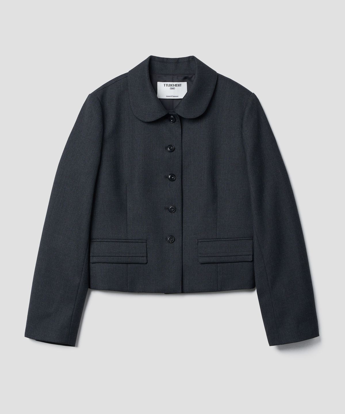 튜드먼트(TTUDEMENT) ROUND COLLAR CROPPED JACKET_CHARCOAL
