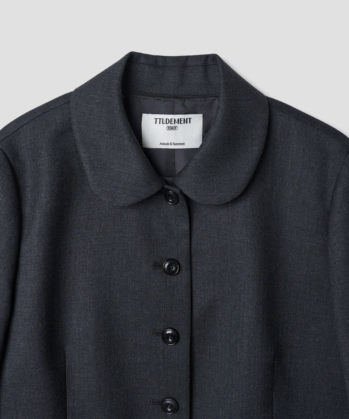 튜드먼트(TTUDEMENT) ROUND COLLAR CROPPED JACKET_CHARCOAL