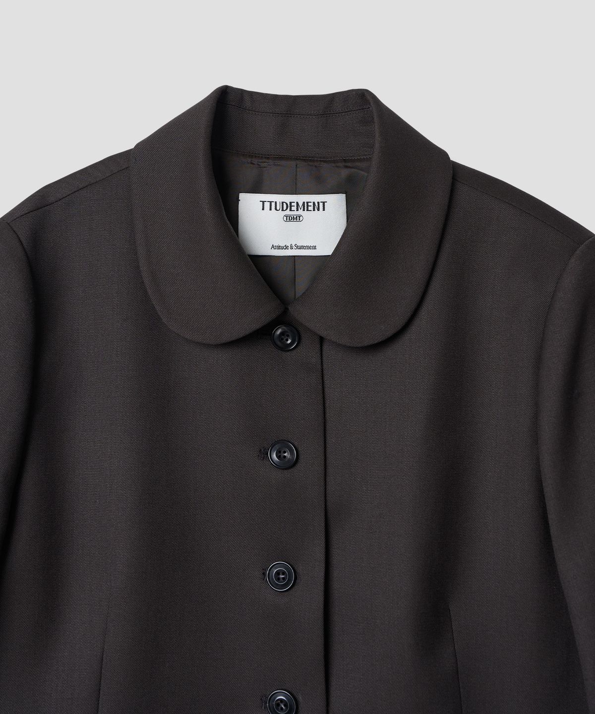 튜드먼트(TTUDEMENT) ROUND COLLAR CROPPED JACKET_BROWN