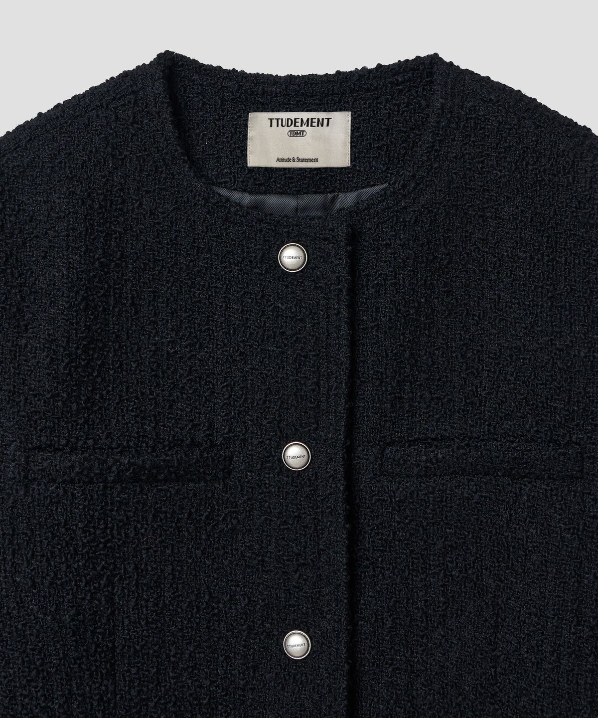 튜드먼트(TTUDEMENT) CLASSIC HALF TWEED JACKET BLACK