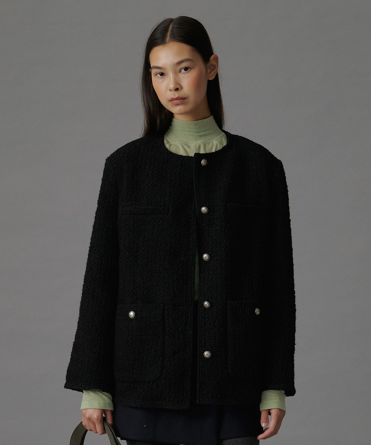 튜드먼트(TTUDEMENT) CLASSIC HALF TWEED JACKET BLACK