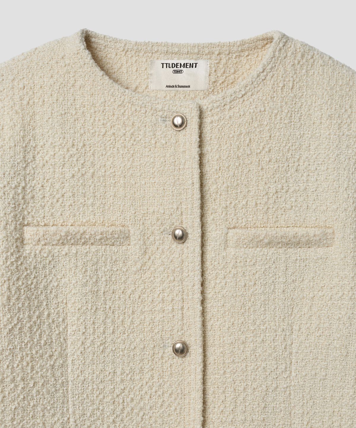 튜드먼트(TTUDEMENT) CLASSIC HALF TWEED JACKET CREAM