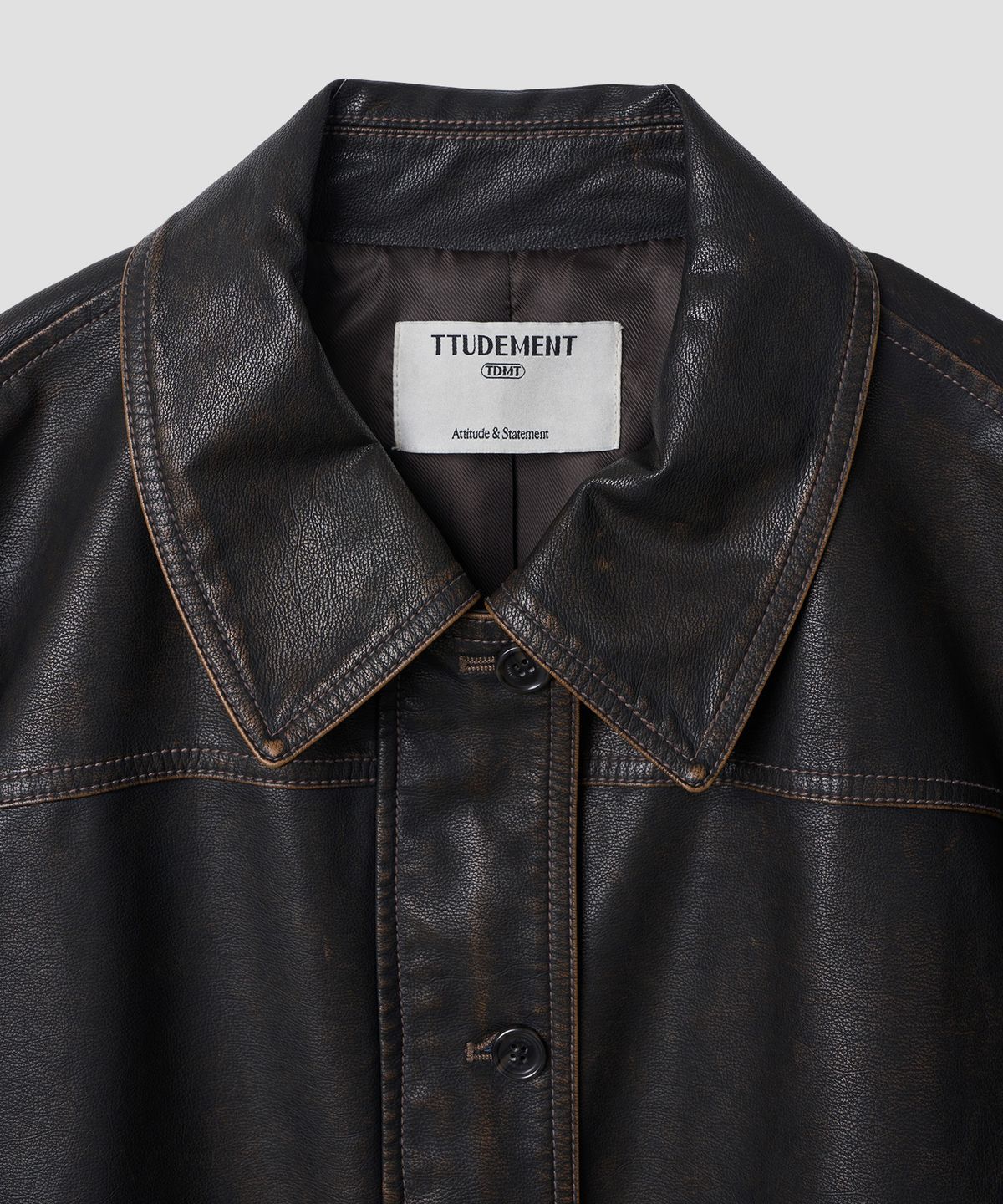 튜드먼트(TTUDEMENT) WASHED BOMBER LEATHER JACKET_BROWN