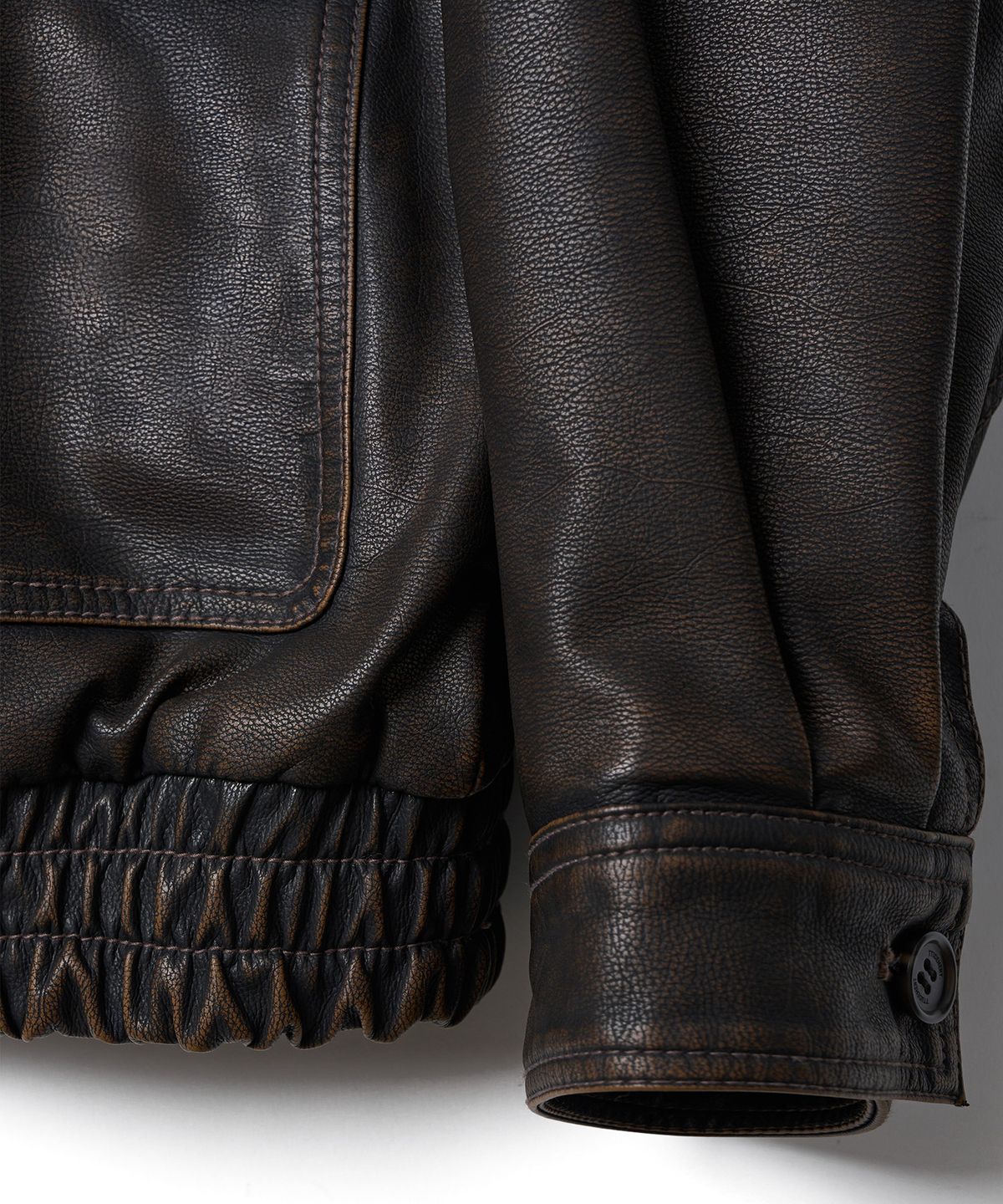 튜드먼트(TTUDEMENT) WASHED BOMBER LEATHER JACKET_BROWN