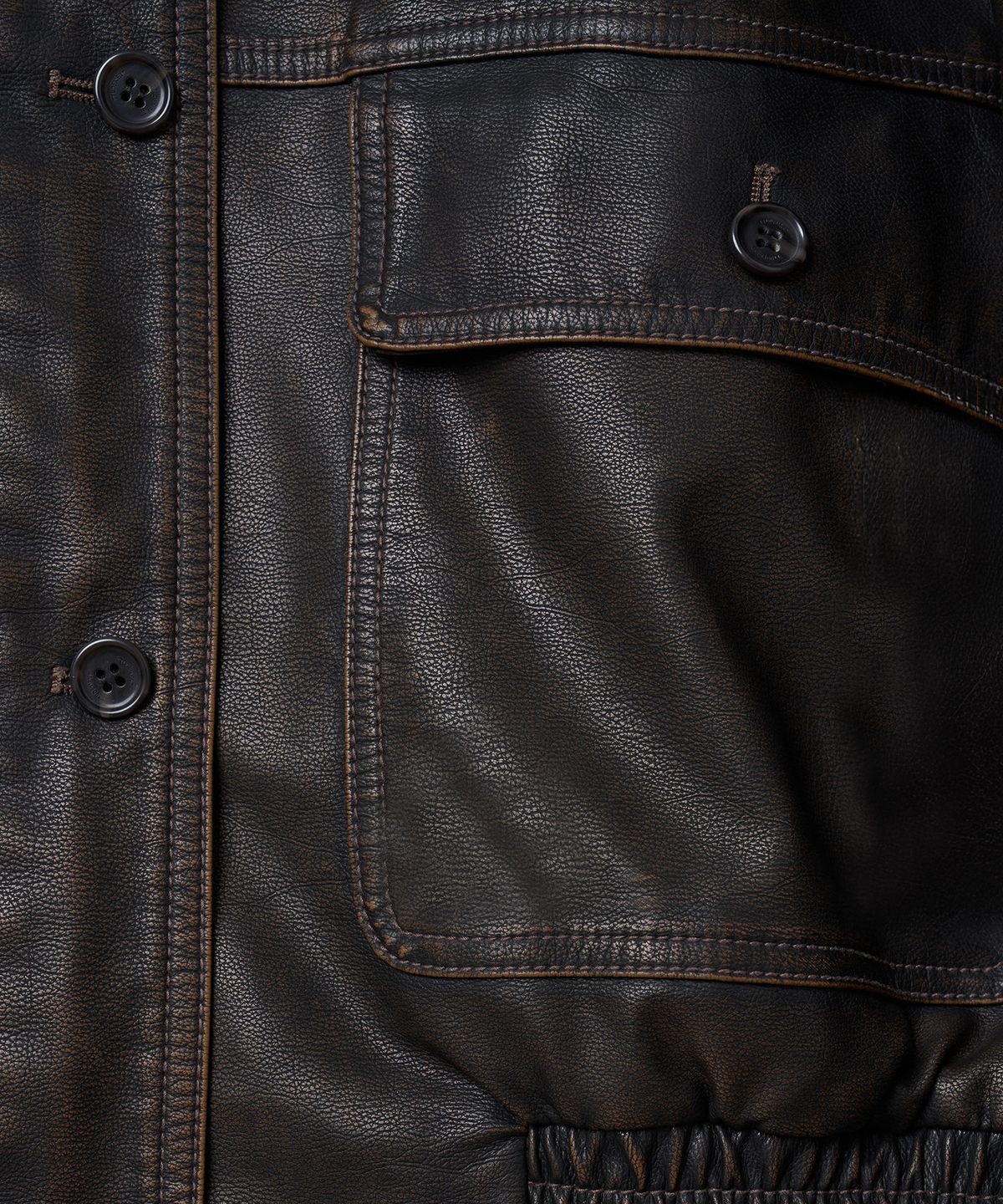 튜드먼트(TTUDEMENT) WASHED BOMBER LEATHER JACKET_BROWN