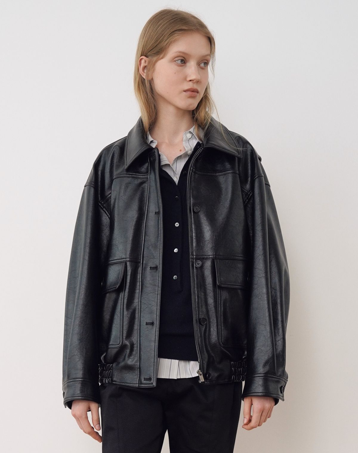 튜드먼트(TTUDEMENT) [3COLORS] BOMBER LEATHER JACKET