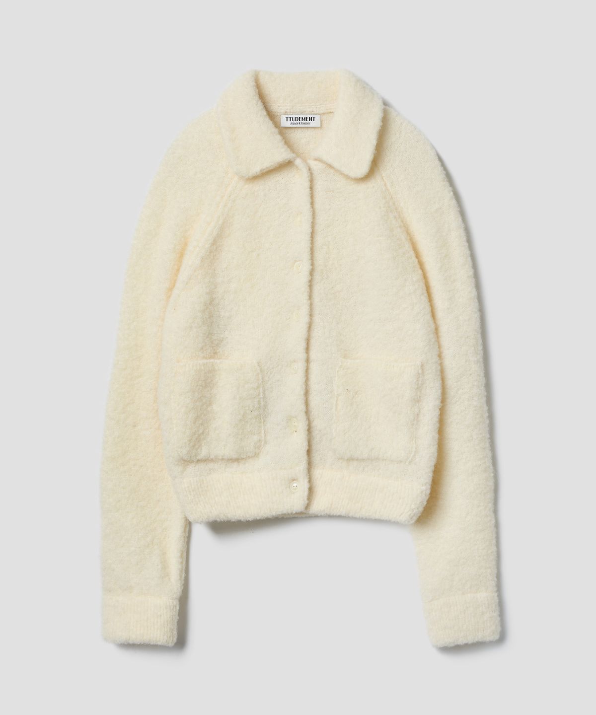 튜드먼트(TTUDEMENT) BOUCLE COLLAR KNIT JACKET CREAM