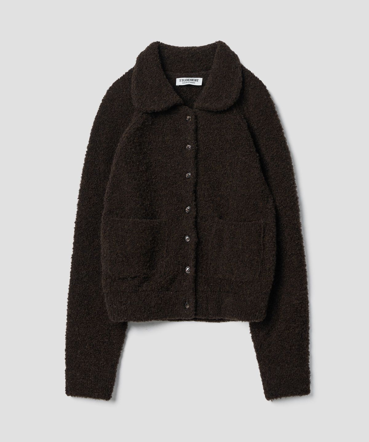 튜드먼트(TTUDEMENT) BOUCLE COLLAR KNIT JACKET BROWN