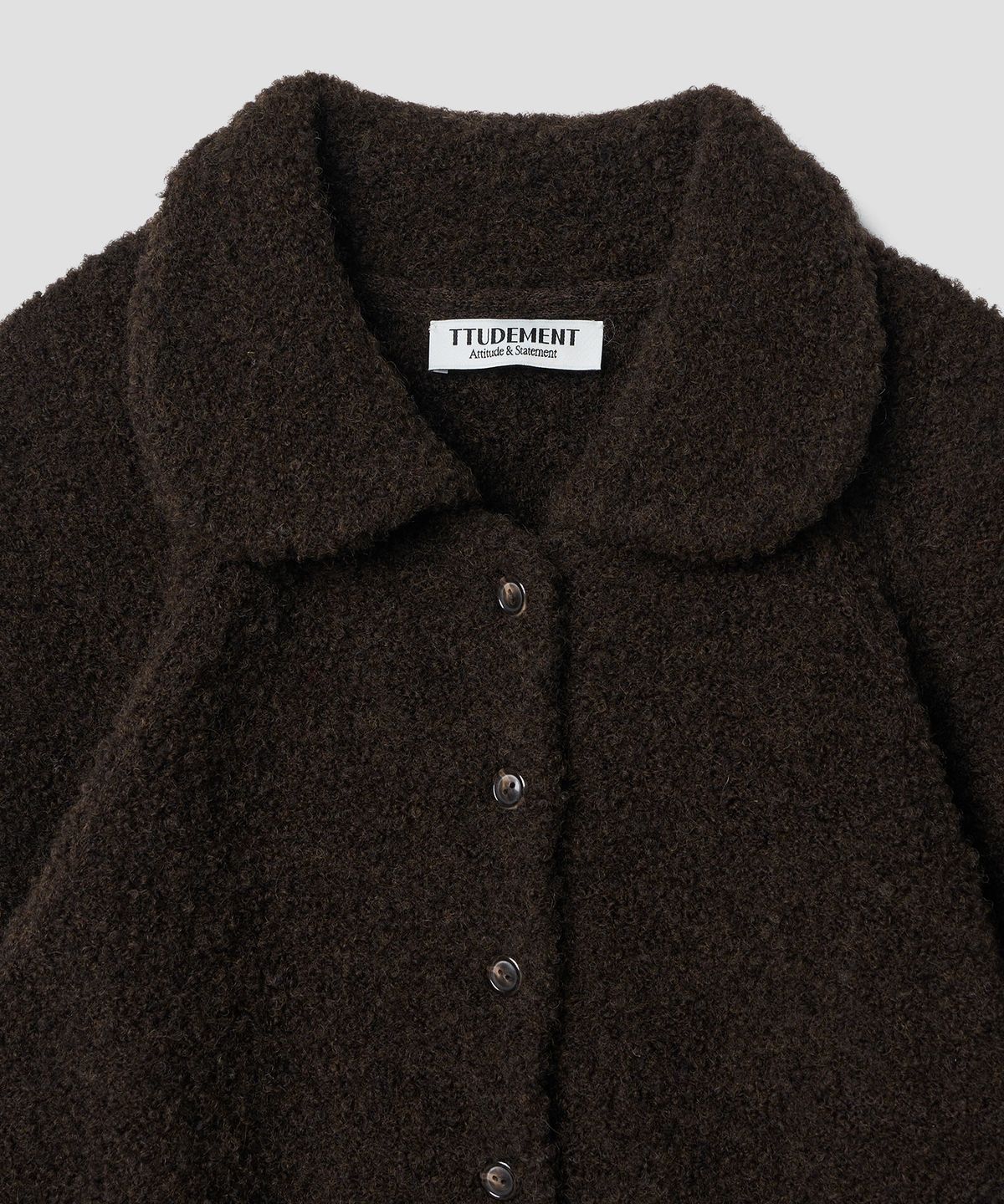 튜드먼트(TTUDEMENT) BOUCLE COLLAR KNIT JACKET BROWN