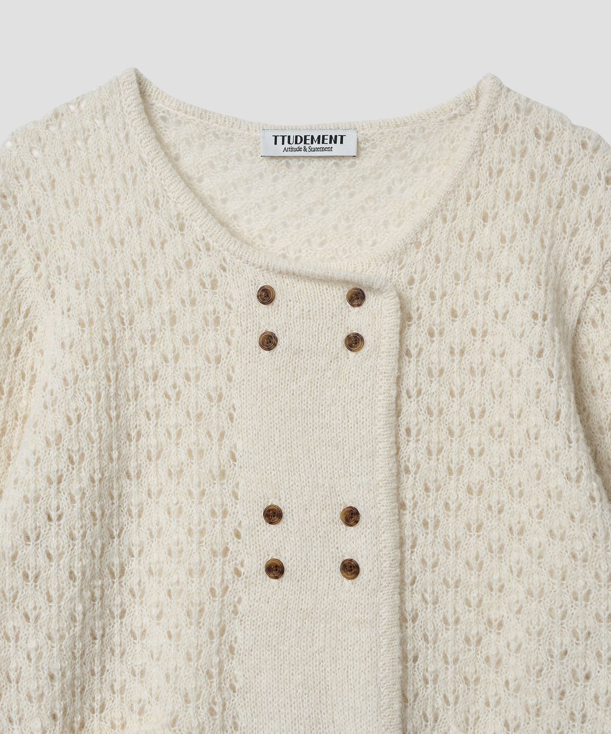 튜드먼트(TTUDEMENT) ALPACA EYELET CARDIGAN CREAM