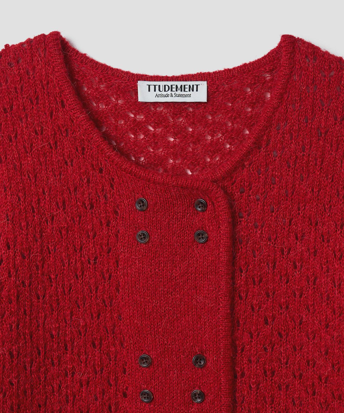 튜드먼트(TTUDEMENT) ALPACA EYELET CARDIGAN RED