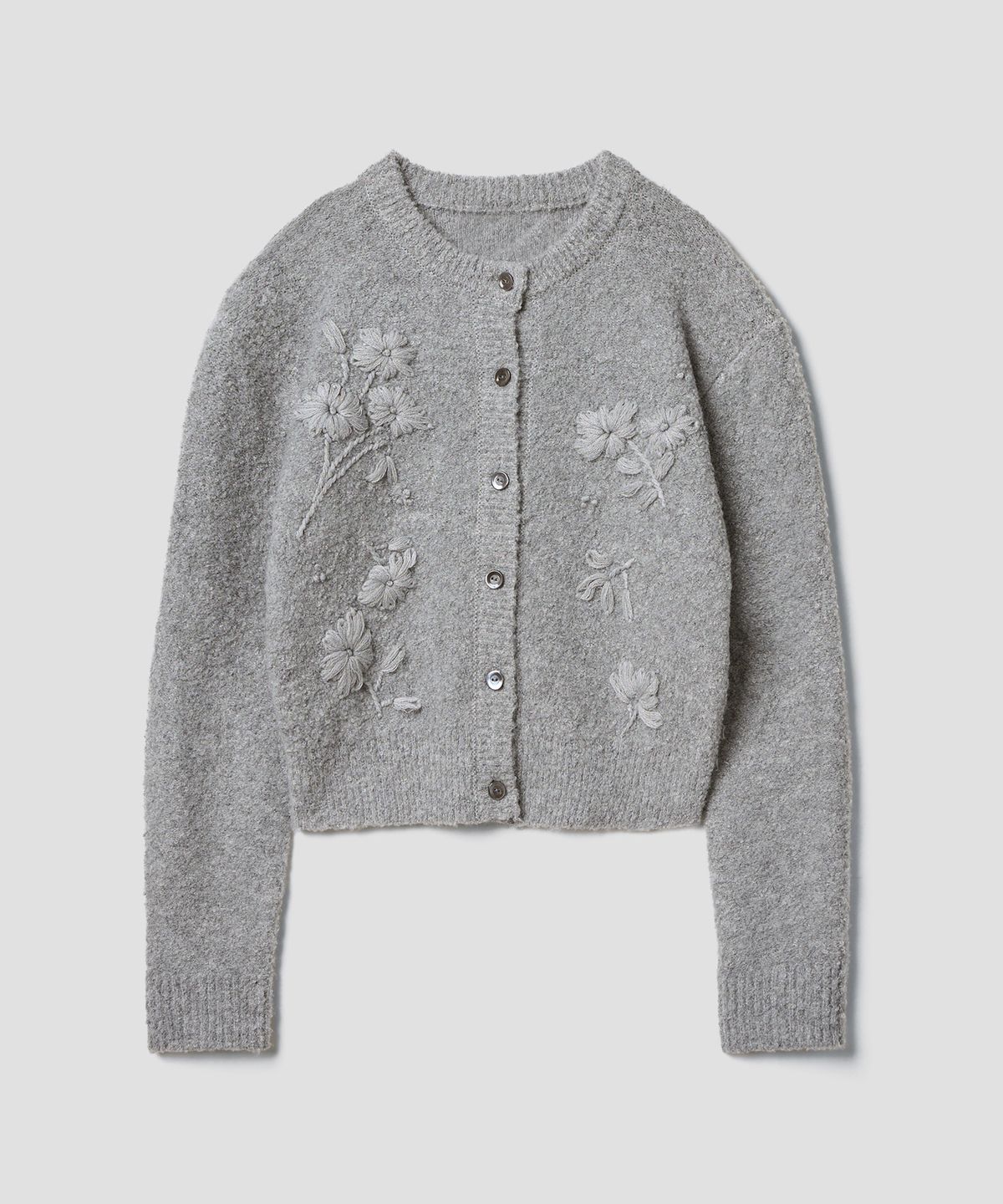 튜드먼트(TTUDEMENT) GRANDMA BOUCLE CARDIGAN MELANGE GREY