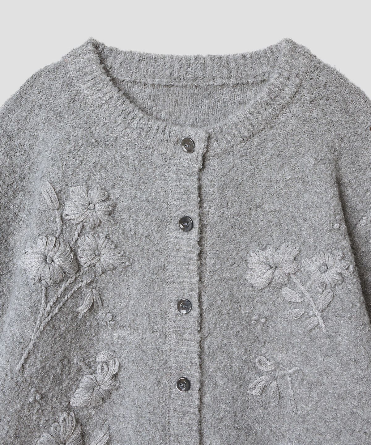 튜드먼트(TTUDEMENT) GRANDMA BOUCLE CARDIGAN MELANGE GREY