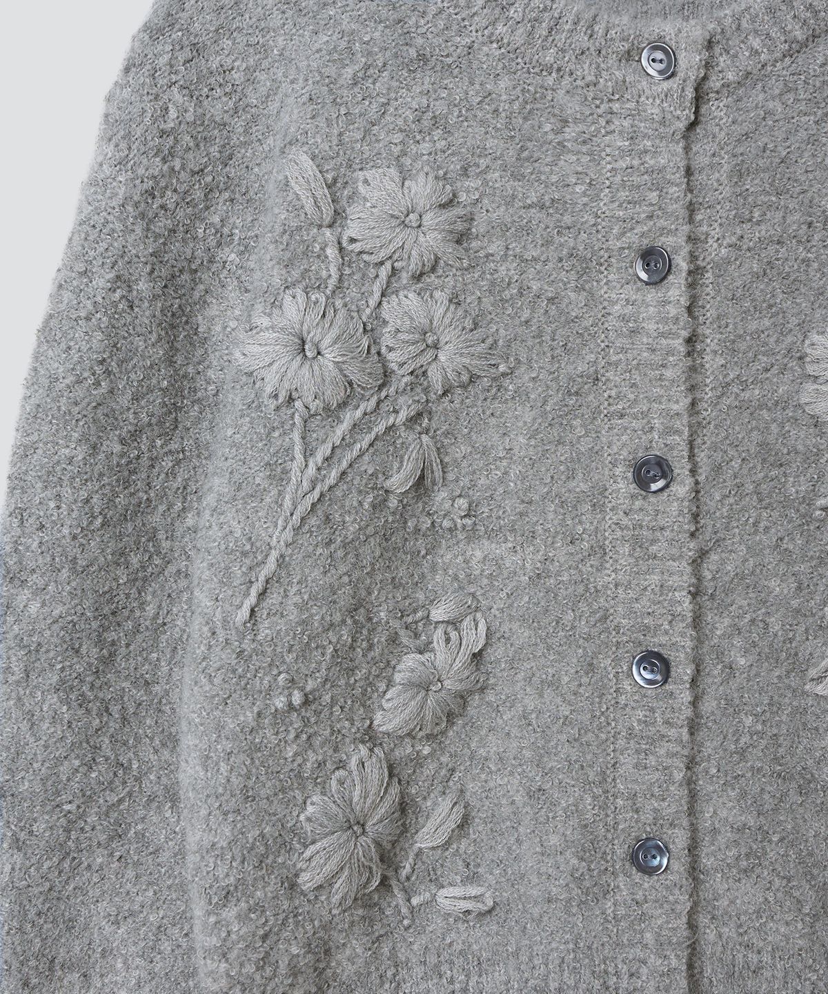 튜드먼트(TTUDEMENT) GRANDMA BOUCLE CARDIGAN MELANGE GREY