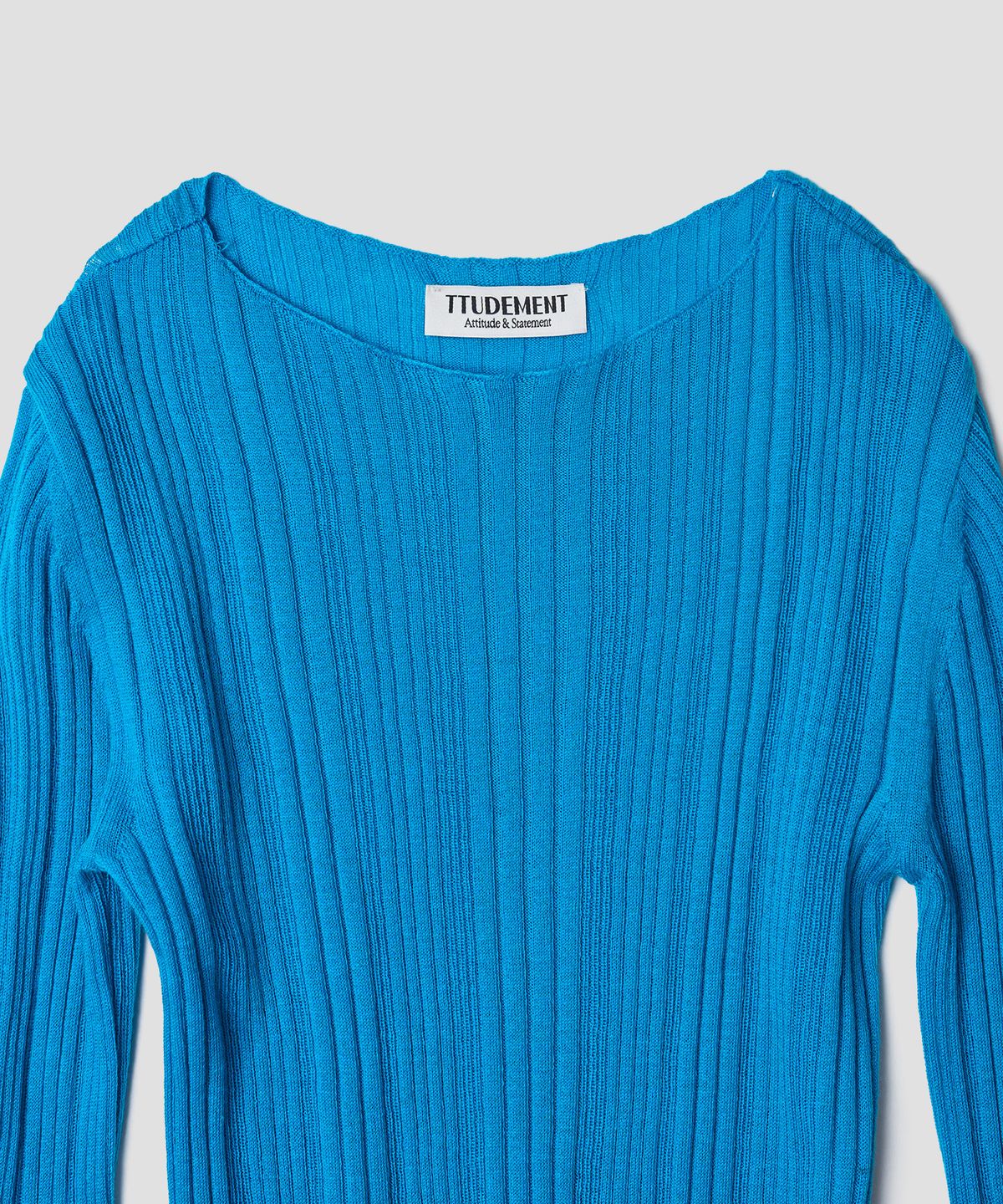 튜드먼트(TTUDEMENT) BOATNECK RIB KNIT_TEAL BLUE