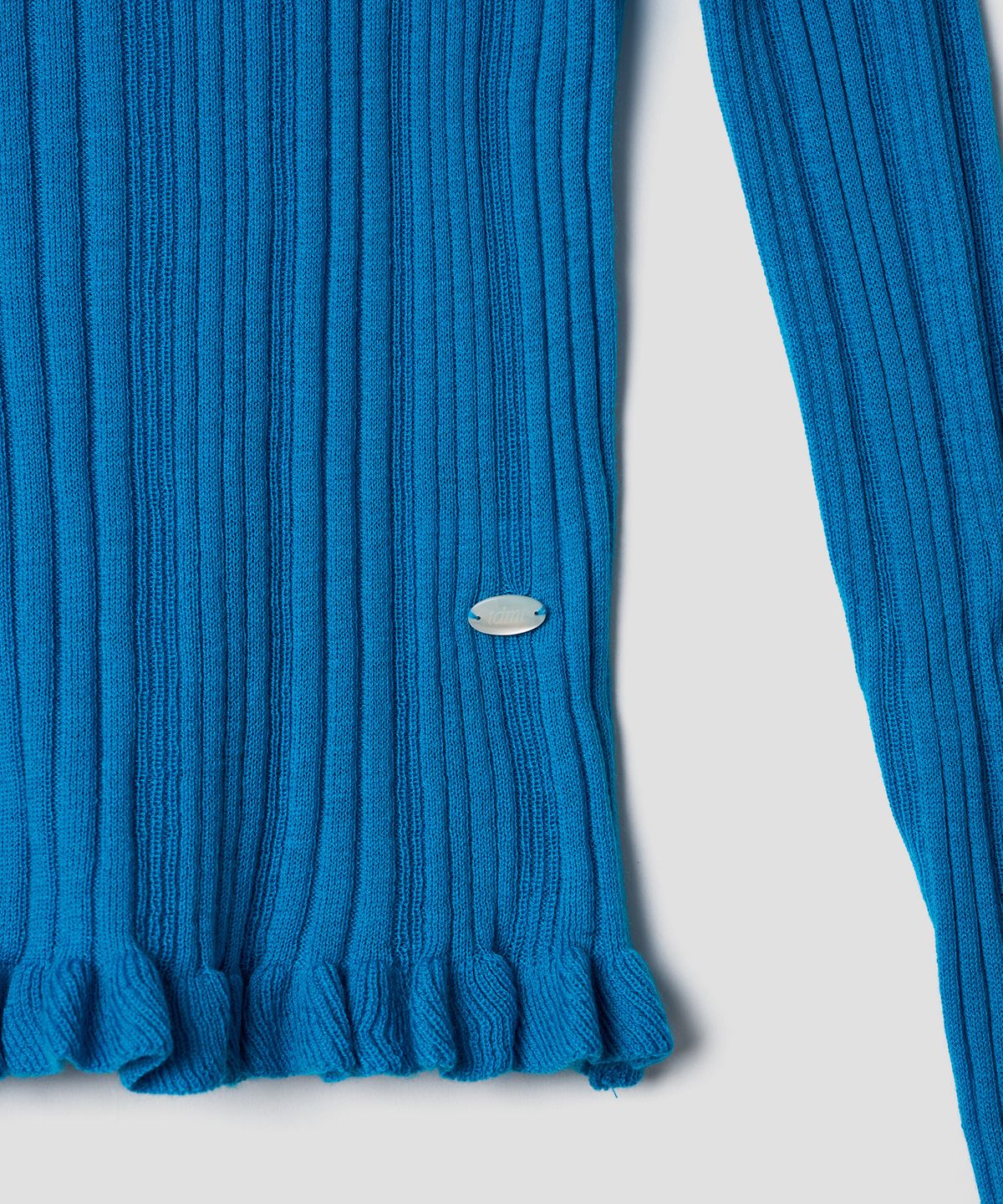 튜드먼트(TTUDEMENT) BOATNECK RIB KNIT_TEAL BLUE