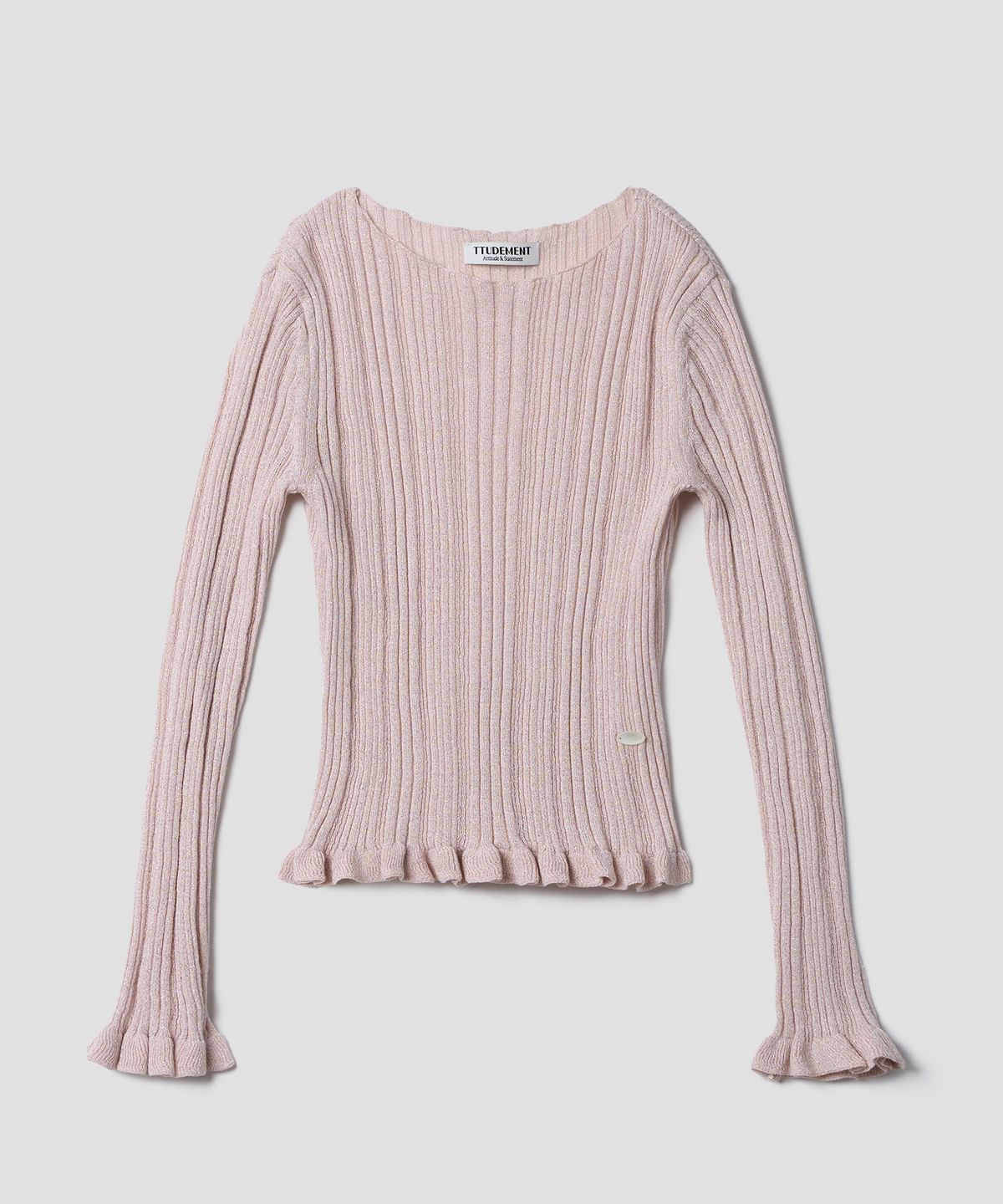 튜드먼트(TTUDEMENT) GLITTER BOATNECK RIB KNIT_PINK