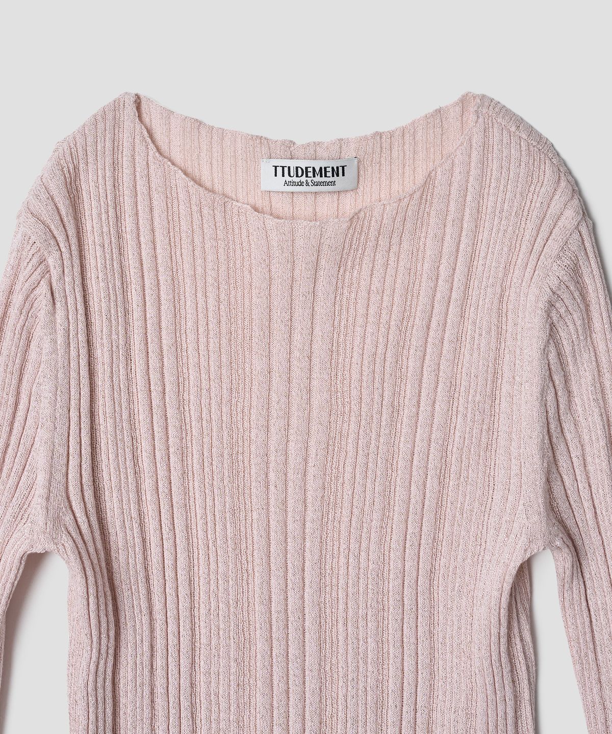 튜드먼트(TTUDEMENT) GLITTER BOATNECK RIB KNIT_PINK