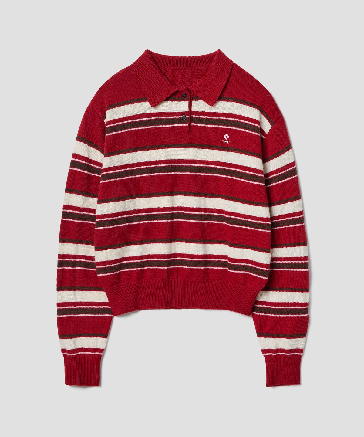 튜드먼트(TTUDEMENT) RETRO STRIPE POLO KNIT RED