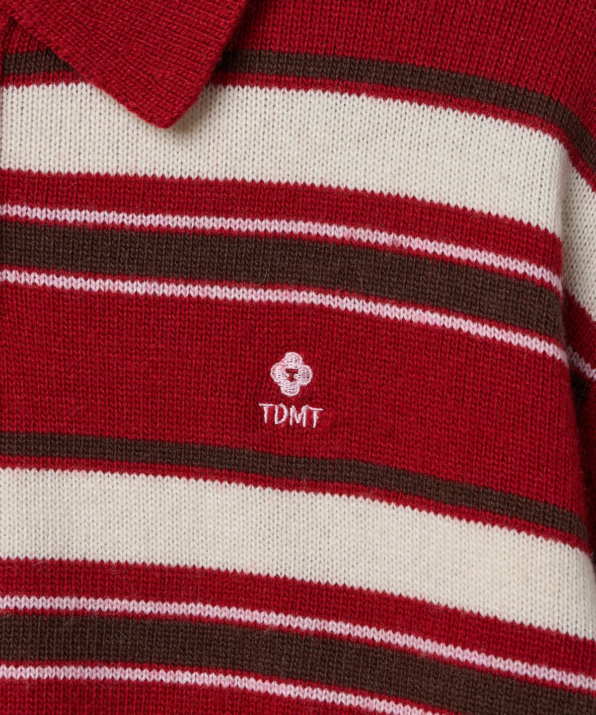 튜드먼트(TTUDEMENT) RETRO STRIPE POLO KNIT RED
