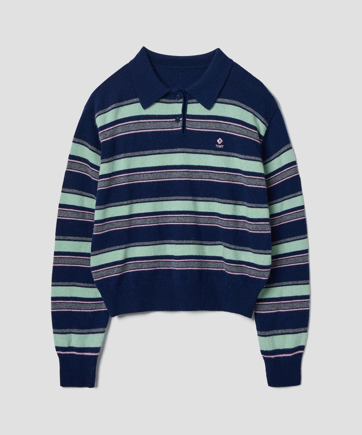 튜드먼트(TTUDEMENT) RETRO STRIPE POLO KNIT NAVY