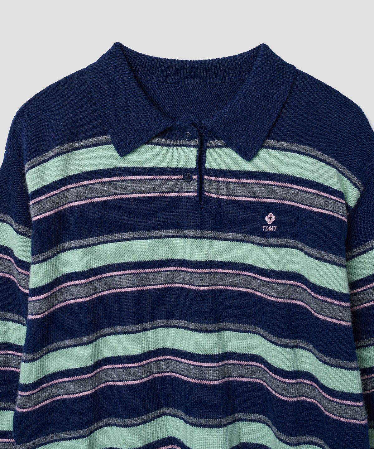 튜드먼트(TTUDEMENT) RETRO STRIPE POLO KNIT NAVY
