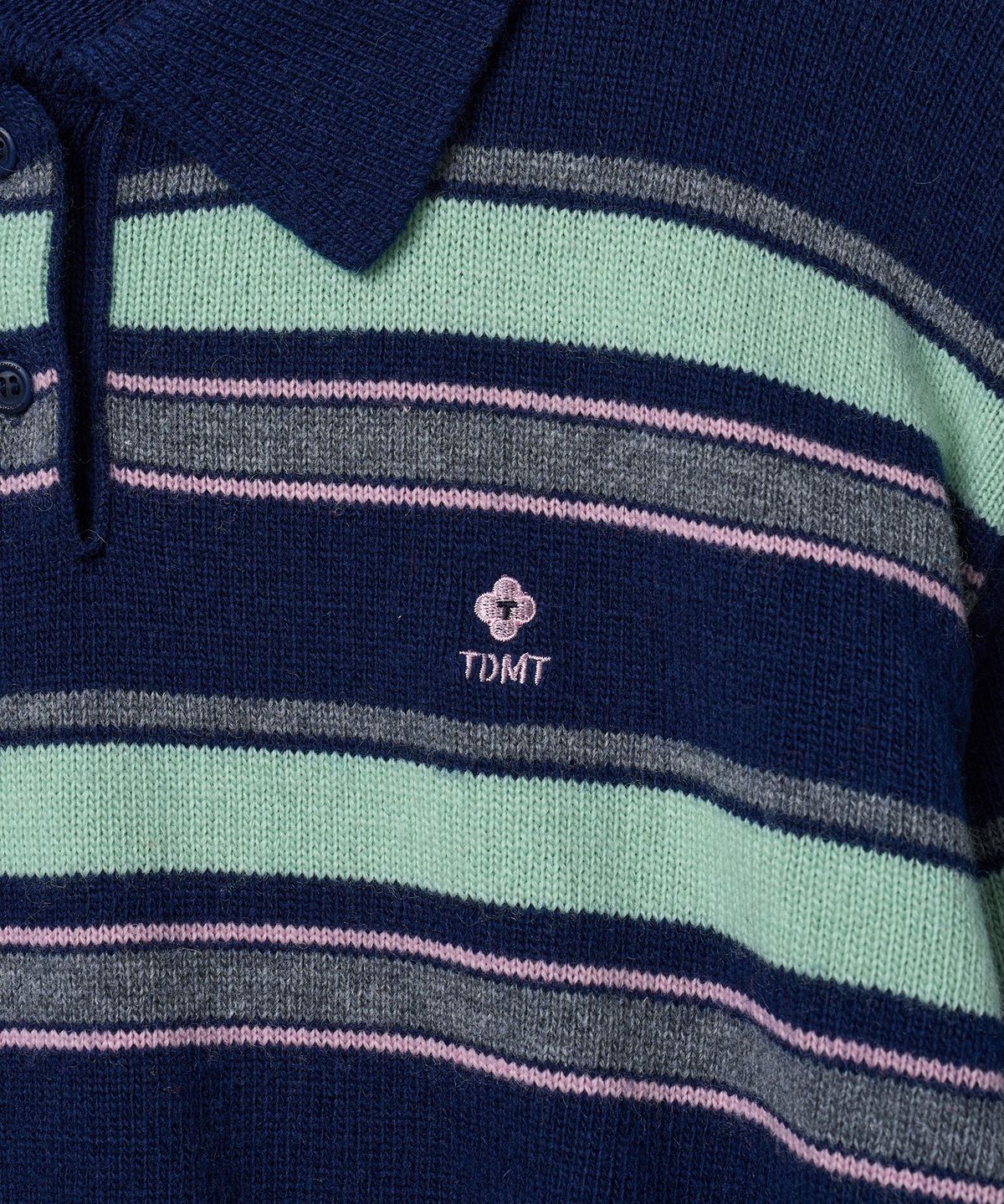 튜드먼트(TTUDEMENT) RETRO STRIPE POLO KNIT NAVY