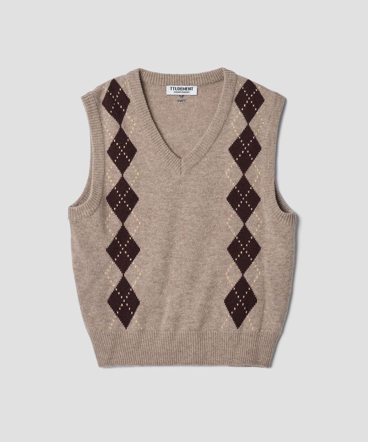 튜드먼트(TTUDEMENT) MUTED ARGYLE VEST BEIGE