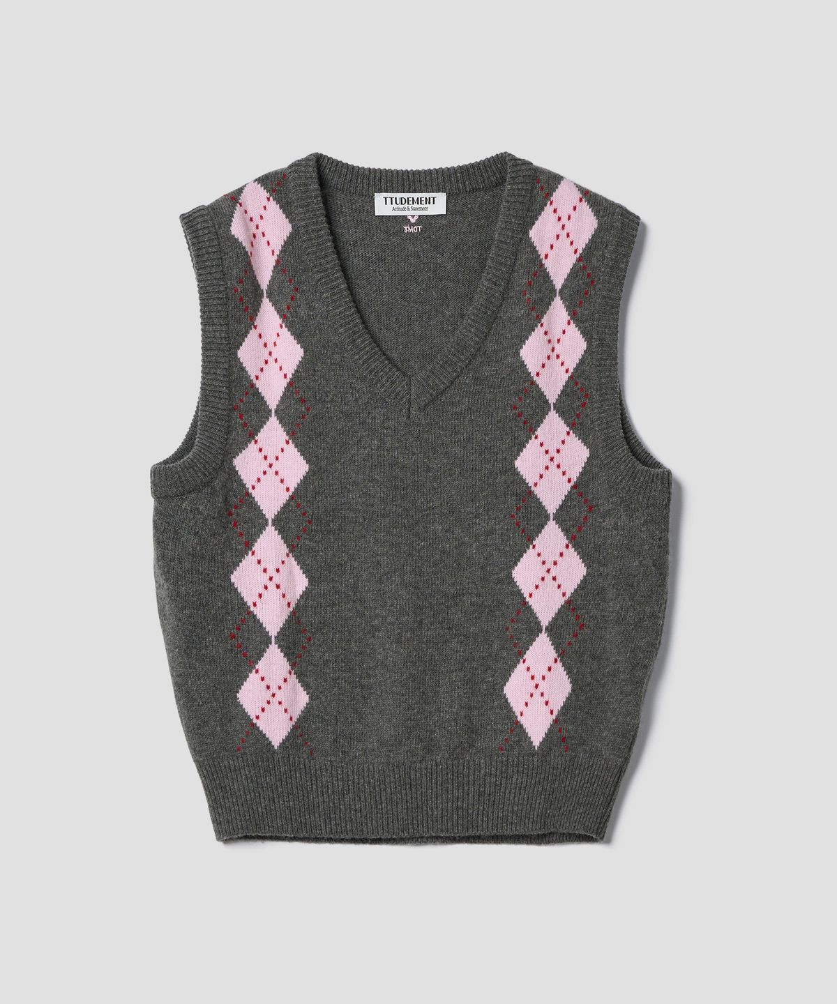 튜드먼트(TTUDEMENT) MUTED ARGYLE VEST CHARCOAL
