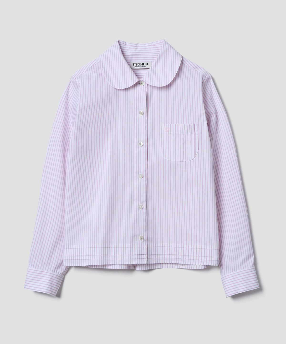 튜드먼트(TTUDEMENT) ROUND COLLAR SHIRT_PINK STRIPE