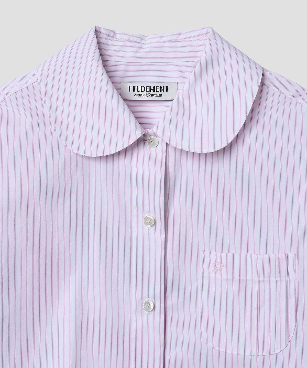 튜드먼트(TTUDEMENT) ROUND COLLAR SHIRT_PINK STRIPE