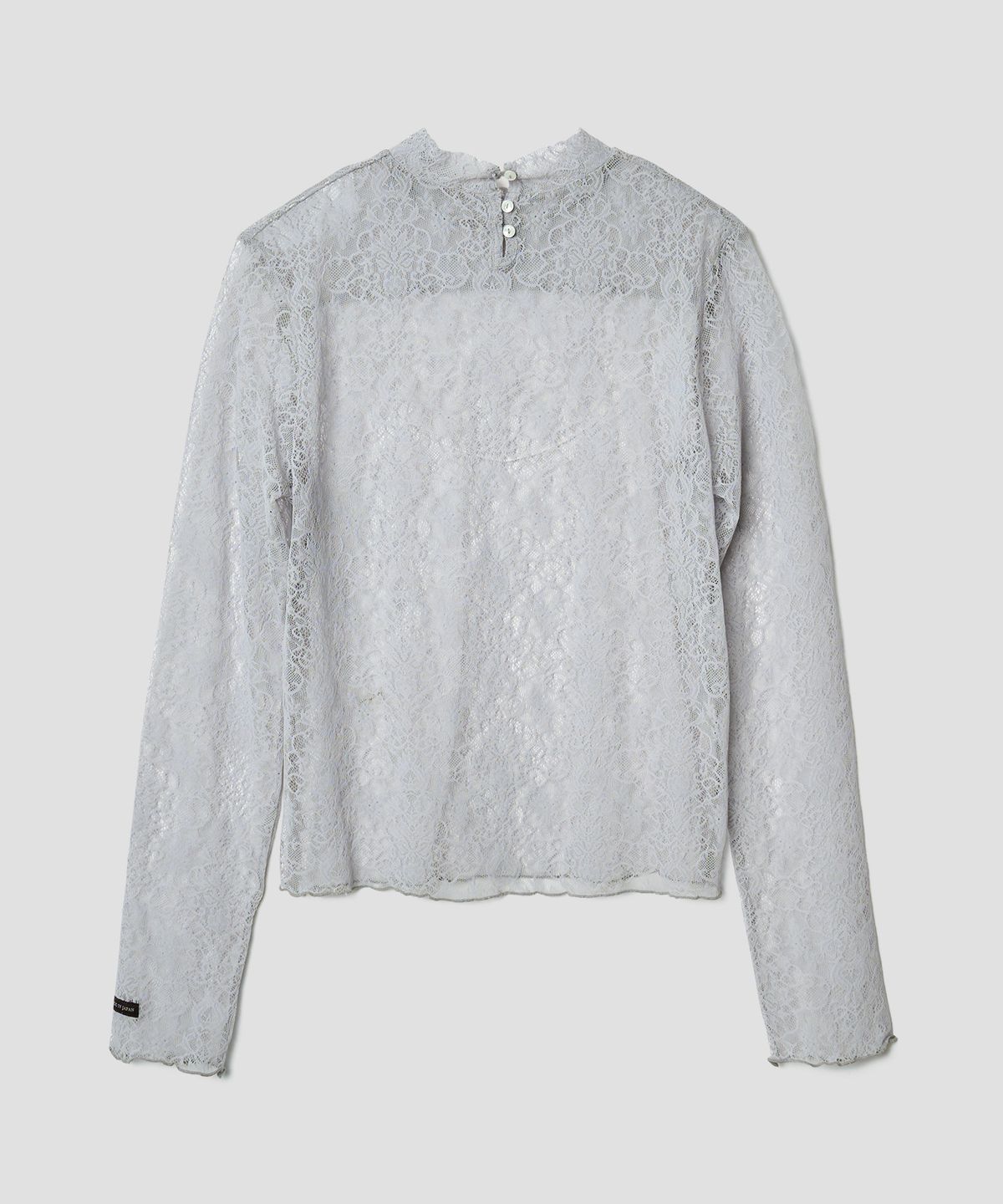 튜드먼트(TTUDEMENT) HIGH NECK LACE SHEER TOP LIGHT GREY