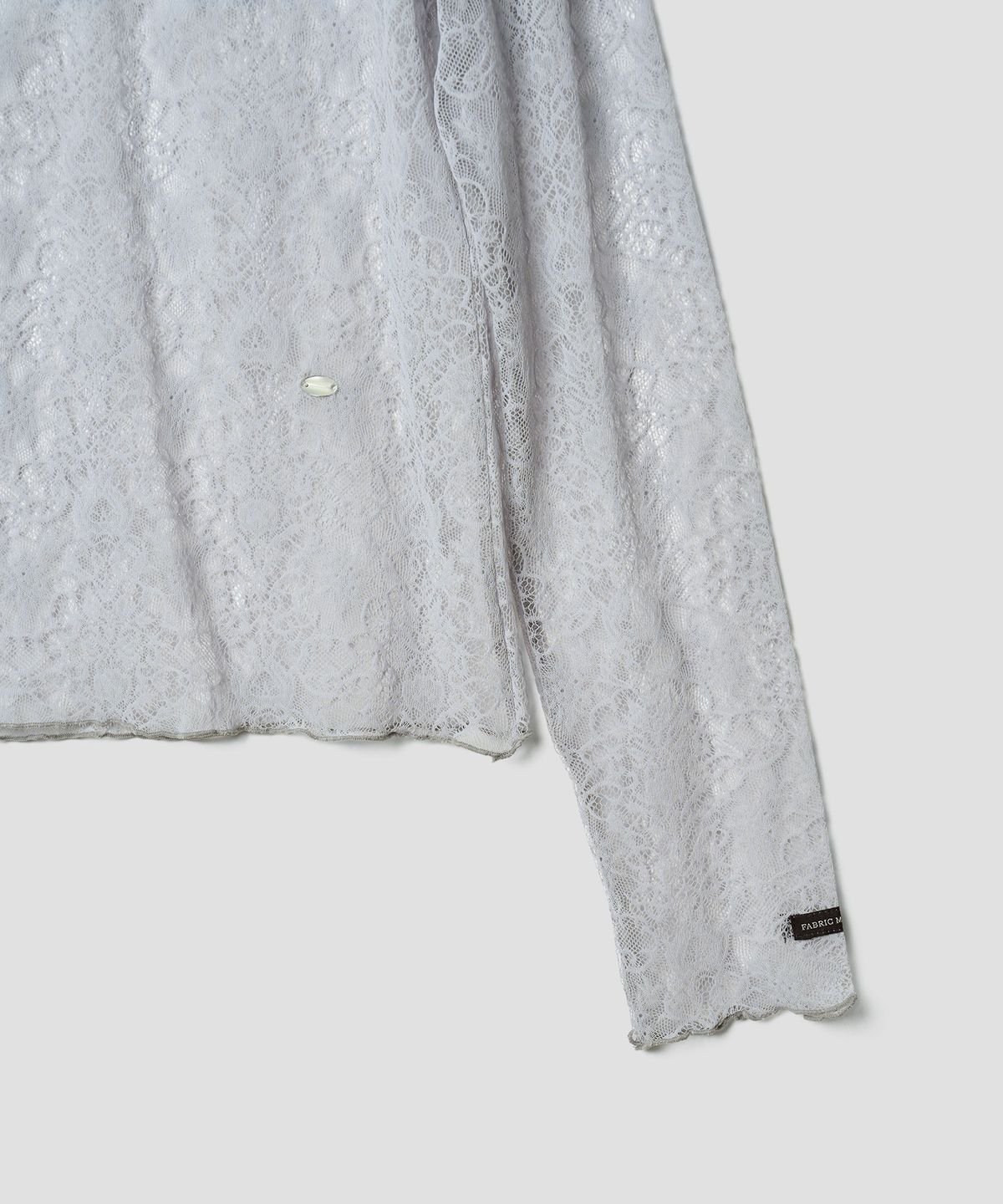 튜드먼트(TTUDEMENT) HIGH NECK LACE SHEER TOP LIGHT GREY