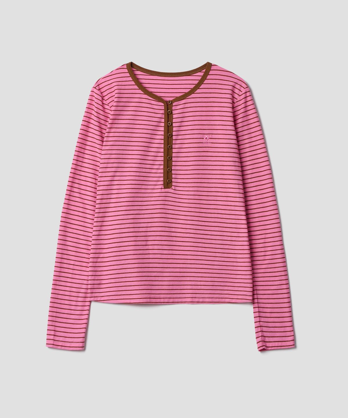 튜드먼트(TTUDEMENT) STRIPE HENLEY T-SHIRT_PINK