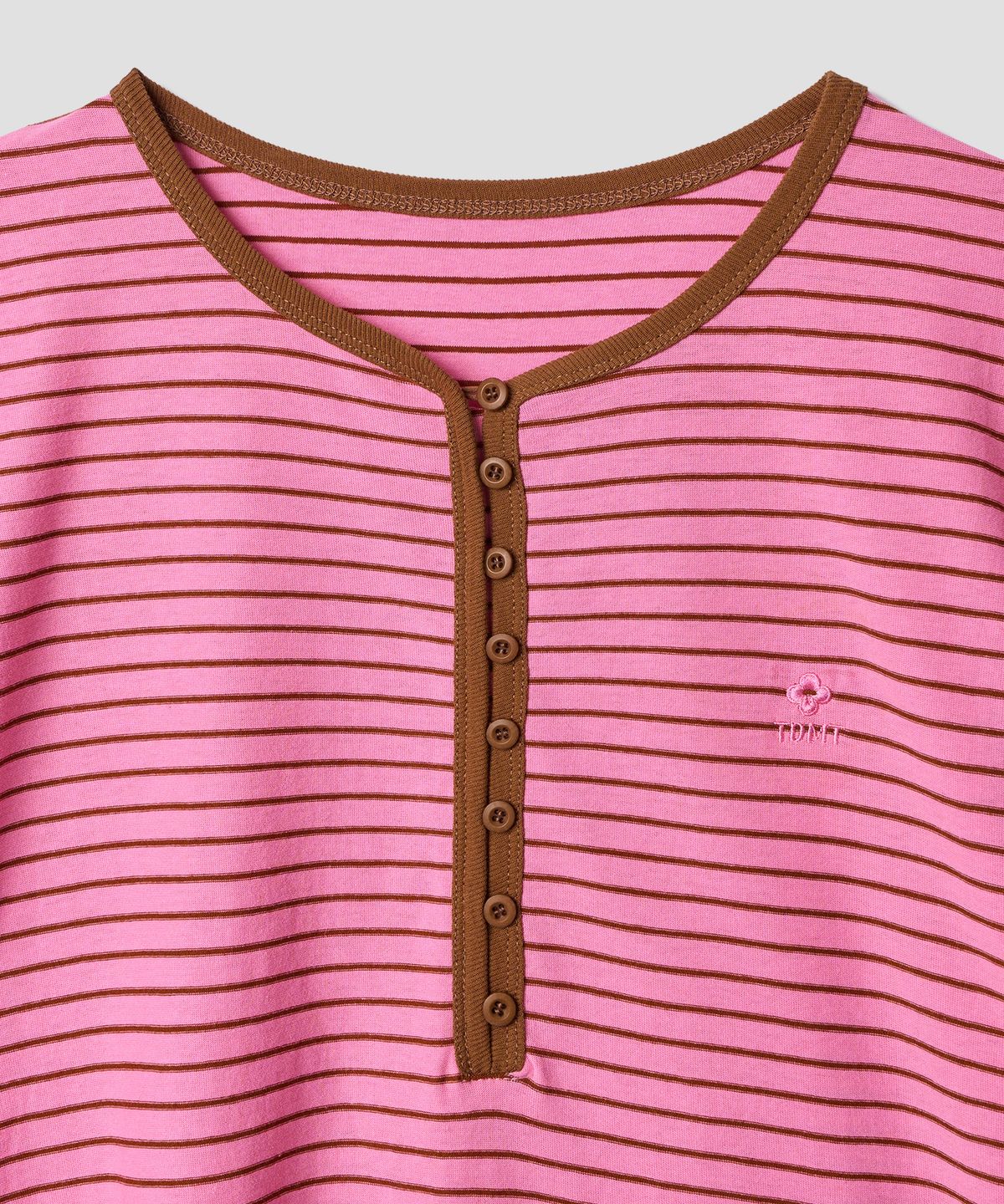 튜드먼트(TTUDEMENT) STRIPE HENLEY T-SHIRT_PINK