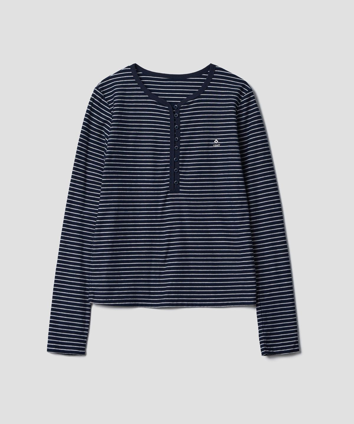 튜드먼트(TTUDEMENT) STRIPE HENLEY T-SHIRT_NAVY