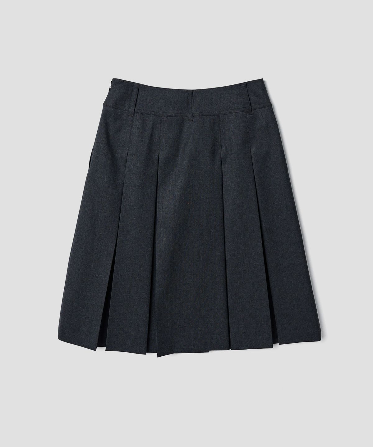 튜드먼트(TTUDEMENT) BOX PLEATS MIDI SKIRT_CHARCOAL