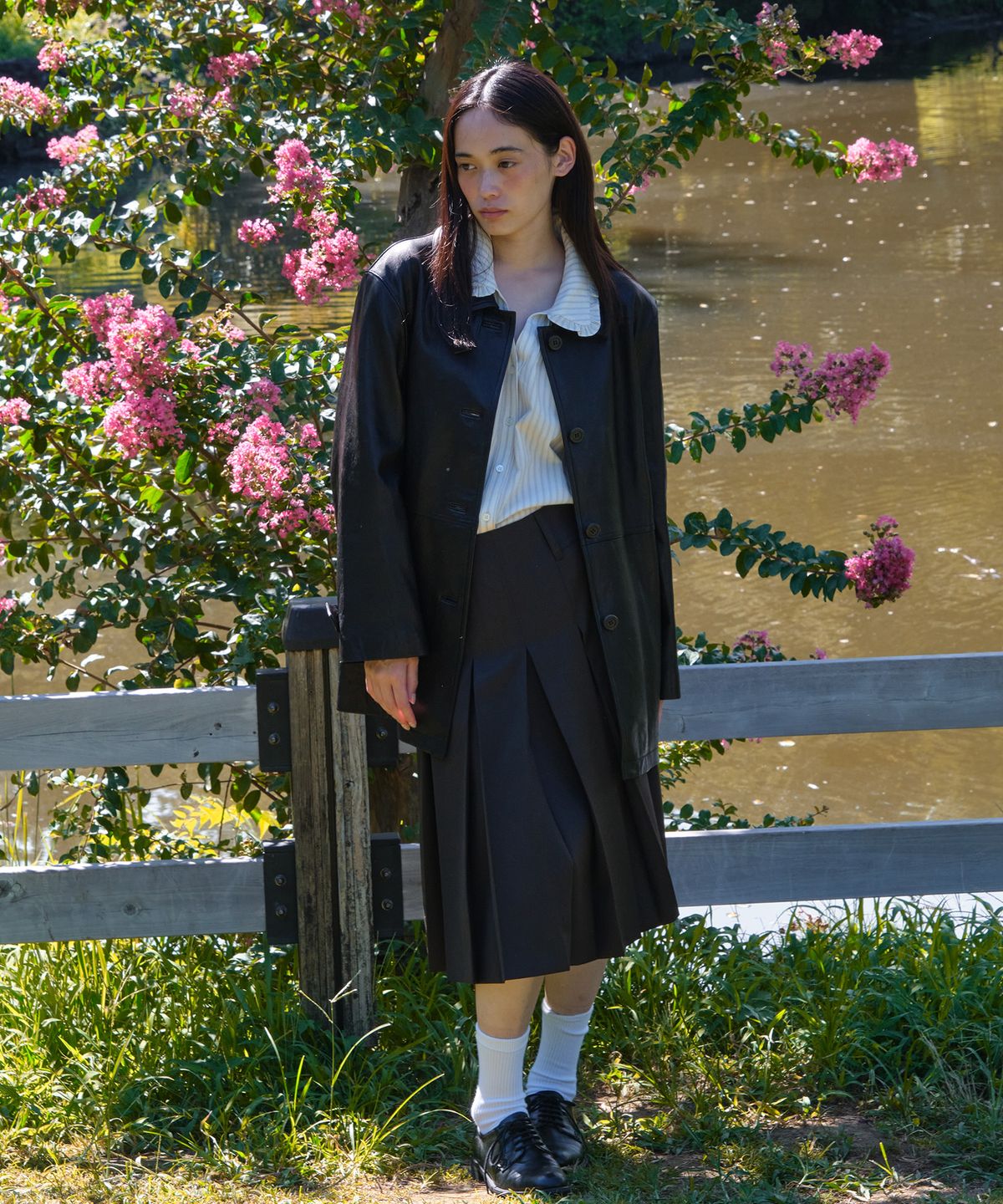 튜드먼트(TTUDEMENT) BOX PLEATS MIDI SKIRT_BROWN