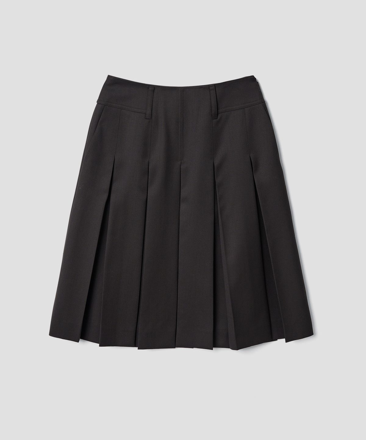 튜드먼트(TTUDEMENT) BOX PLEATS MIDI SKIRT_BROWN