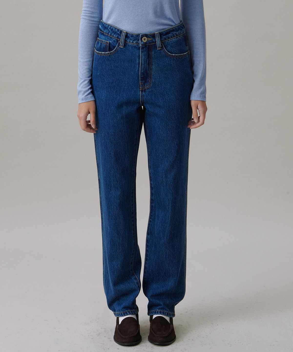 튜드먼트(TTUDEMENT) SLIM STRAIGHT DENIM PANTS_BLUE