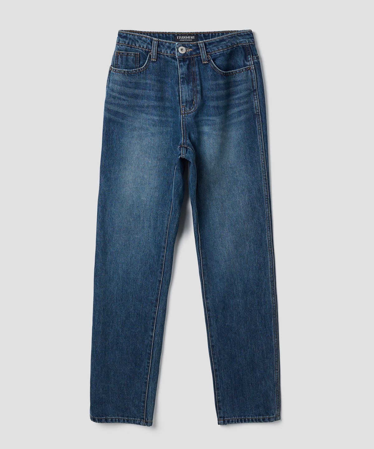 튜드먼트(TTUDEMENT) SLIM STRAIGHT DENIM PANTS_DEEP BLUE