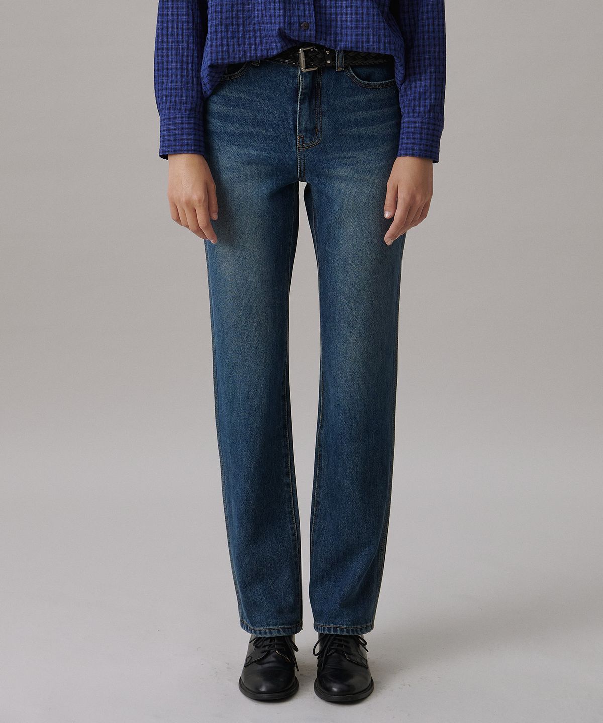 튜드먼트(TTUDEMENT) SLIM STRAIGHT DENIM PANTS_DEEP BLUE
